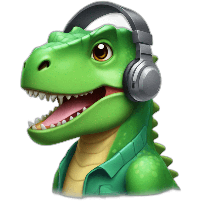 techsupport dinosaur in headphones emoji