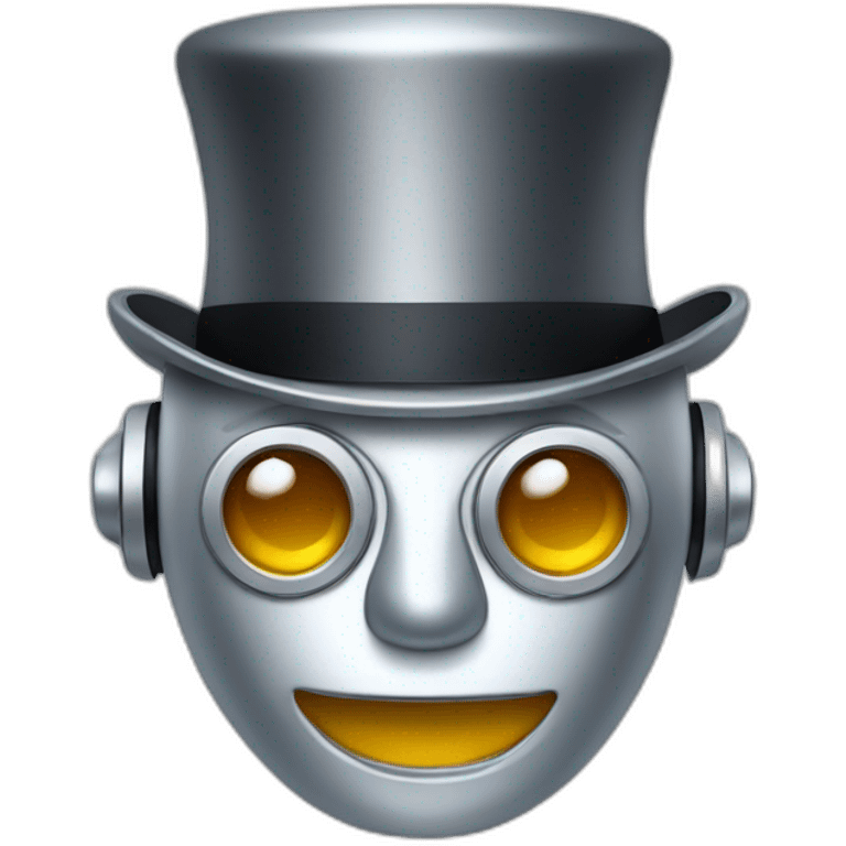 silver robot wearing a  bowler hat emoji