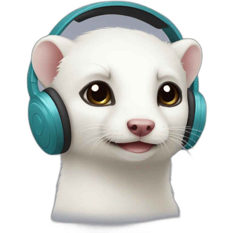 white ferret with headphones and a small mole under the eye emoji