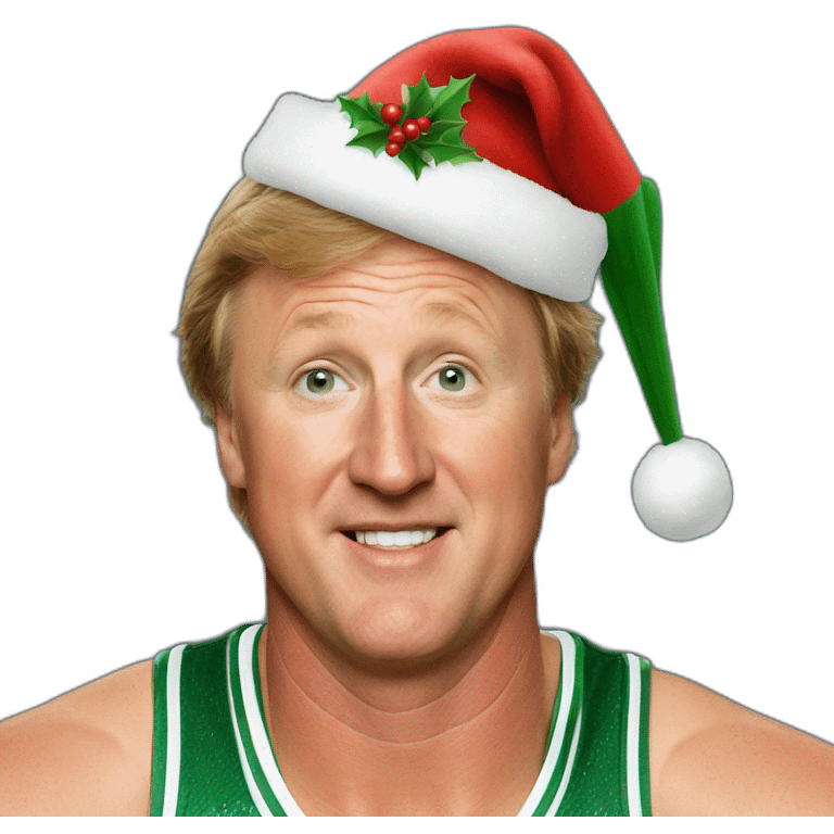 Larry Bird with Christmashat emoji