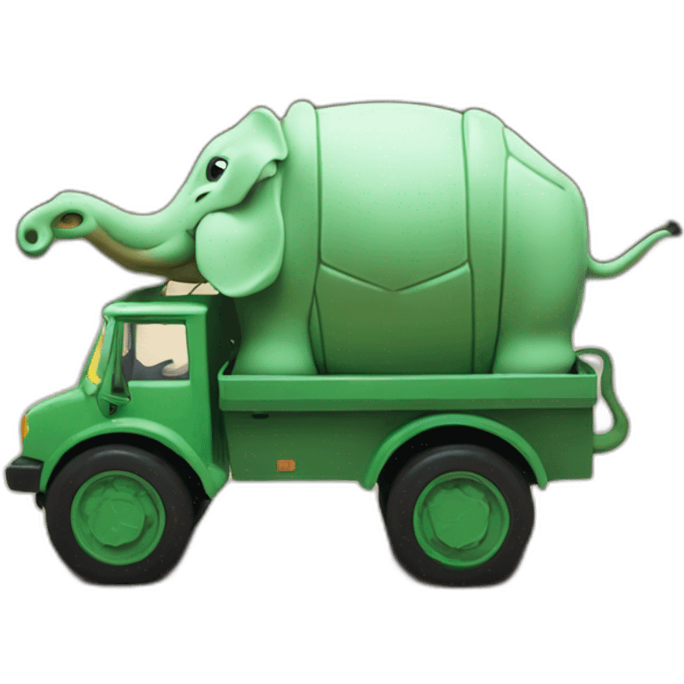 Tortue sur elephant sur camion emoji