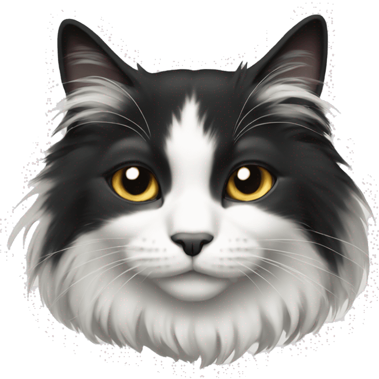 Black and white long haired cat emoji