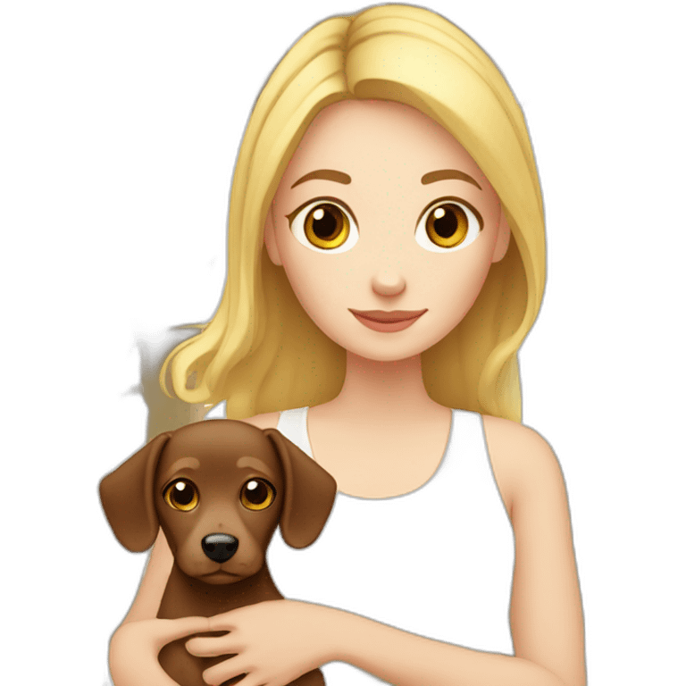 white girl with light eyes and her little teckel dog emoji