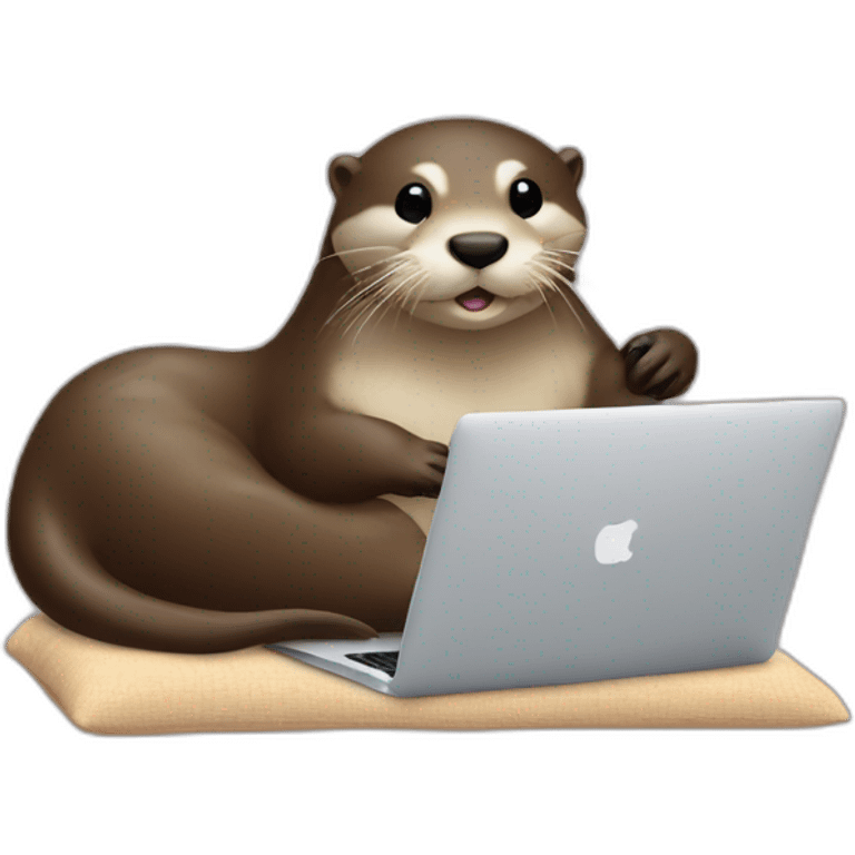 otter using a macbook against a pillow emoji