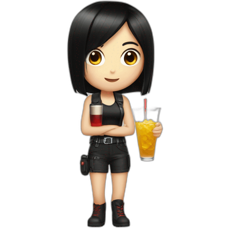 tifa lockheart with a drink emoji