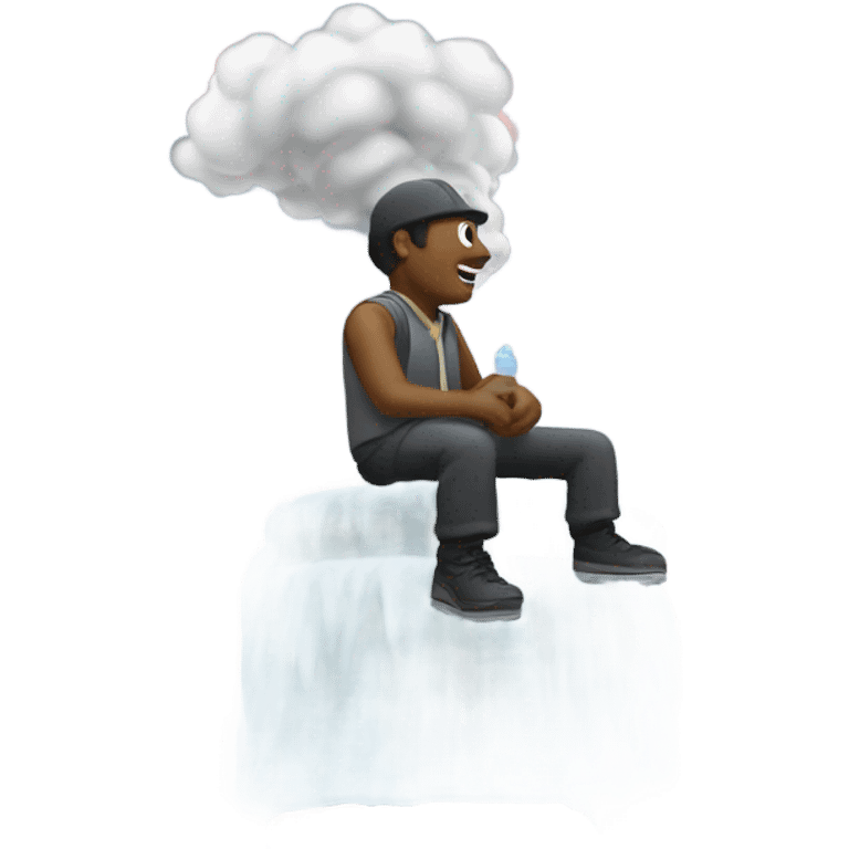 Man sitting on top of geyser emoji