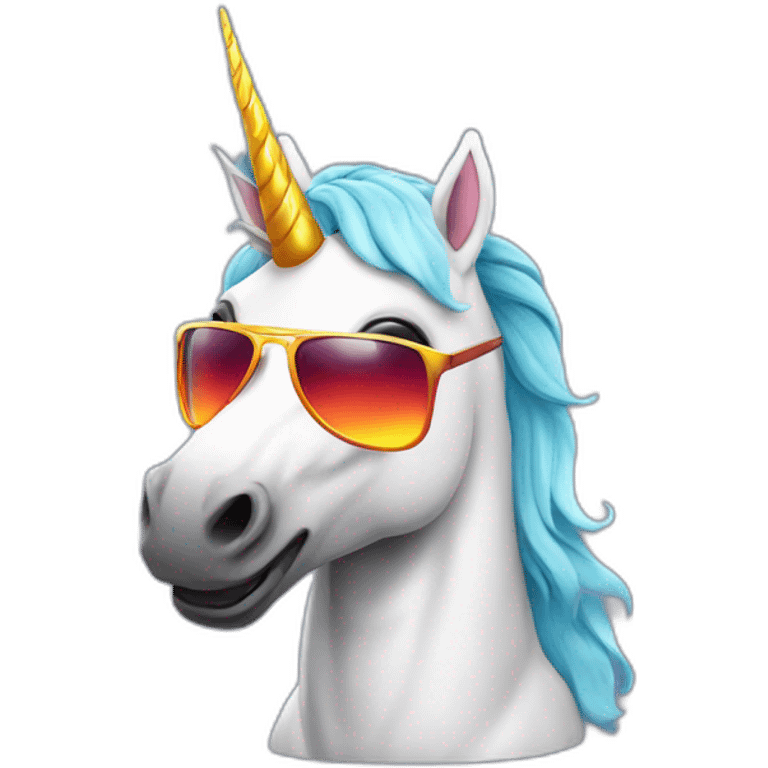 Unicorn with sunglasses and fire emoji