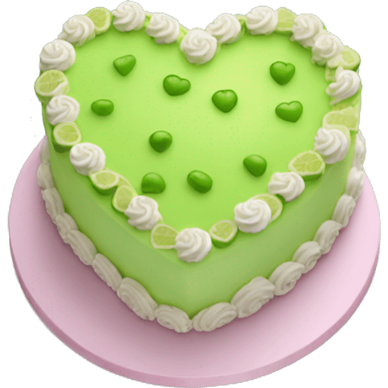 Lime coloured heart shaped  birthday cake  emoji