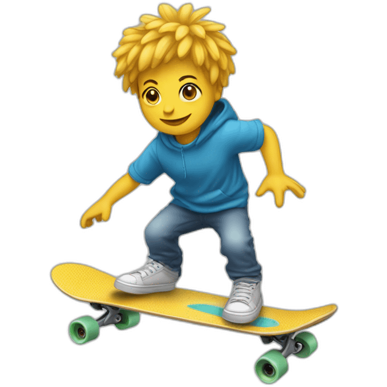 Une fleur fannée qui fait du skateboard emoji