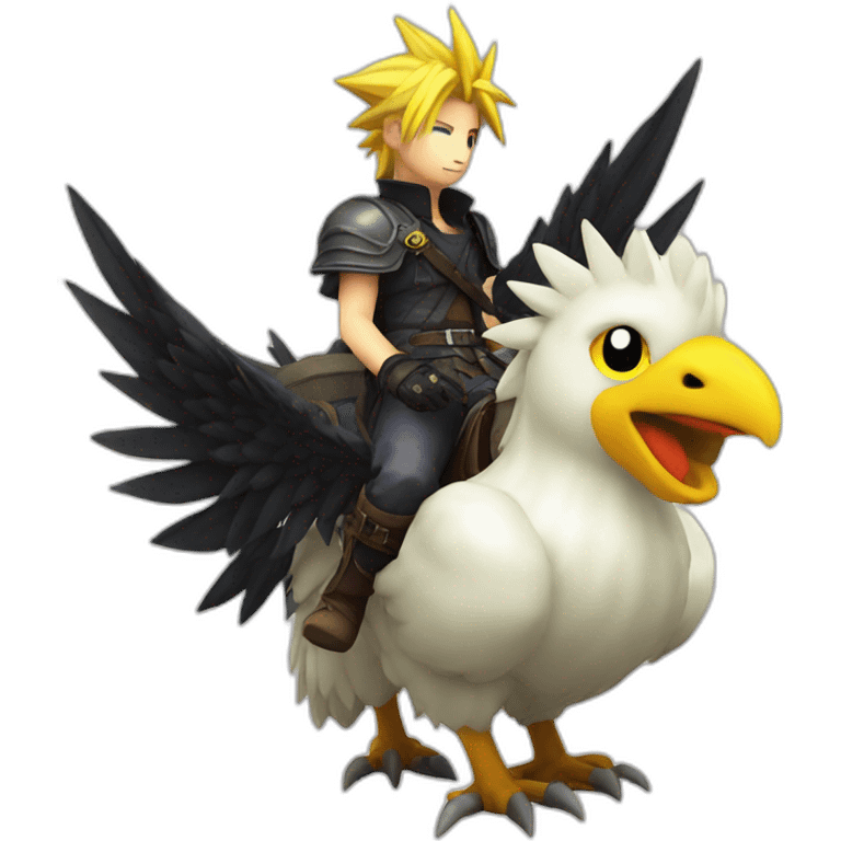 cloud strife riding a black chocobo emoji