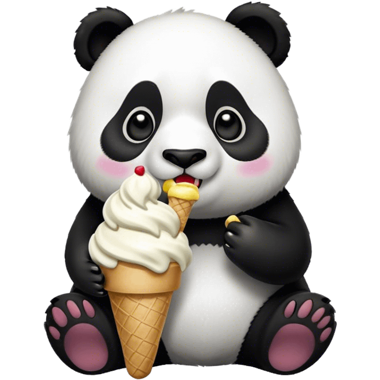 Panda eating ice cream emoji