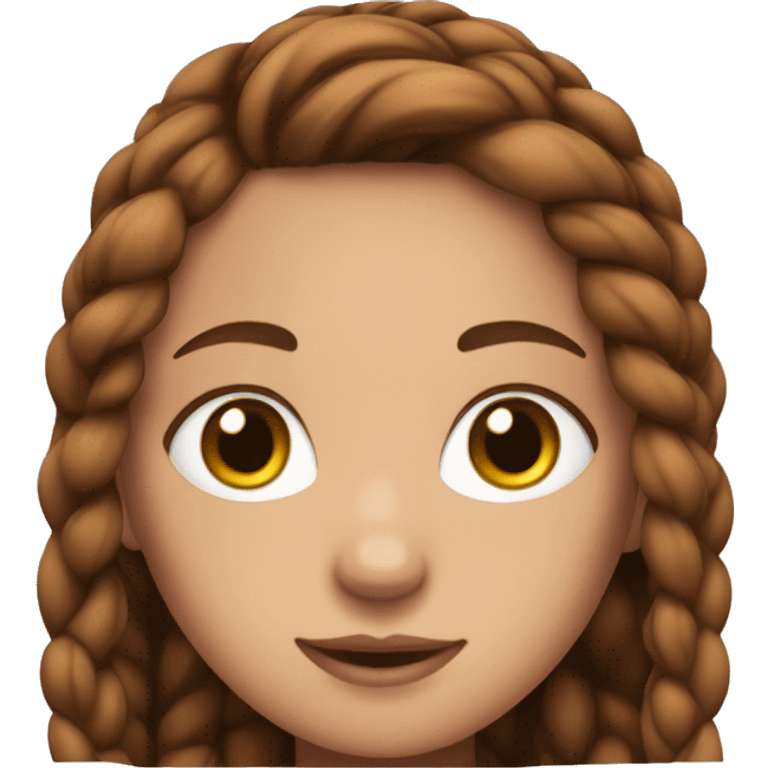 girl with straight brown braids, brown eyes, white skin, freckles, pink shirt emoji