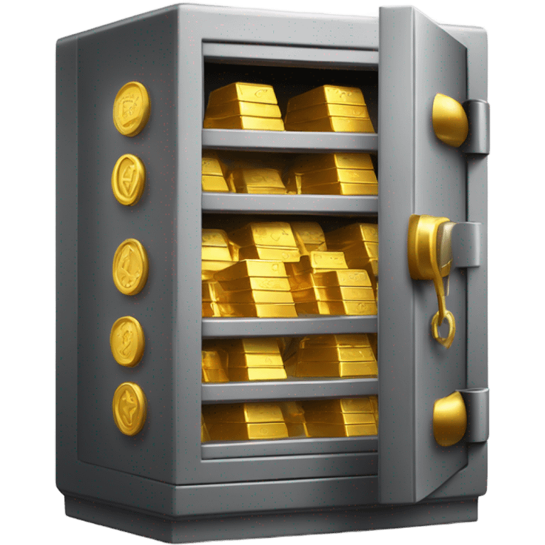 super realistic open safe with gold emoji