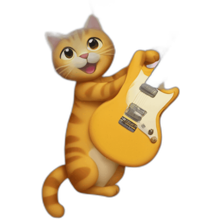 cat playing les pual guitar emoji