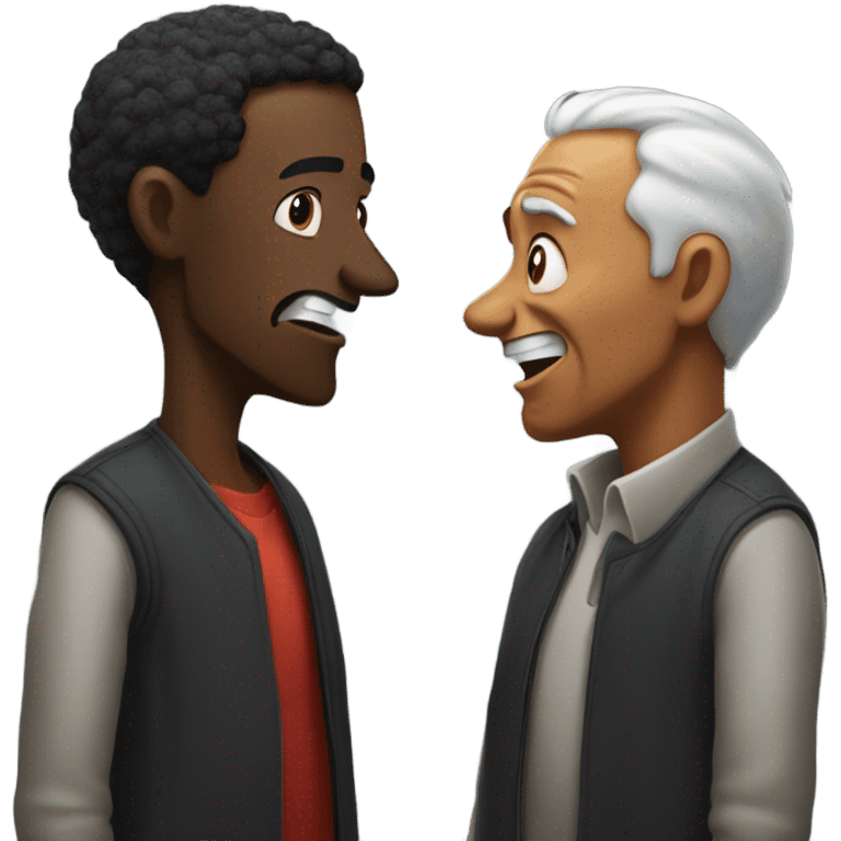 Young black man arguing with an old man emoji