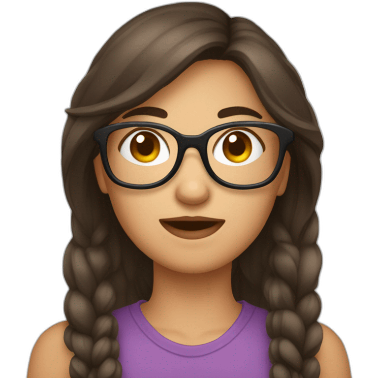 Une fille brune qui porte des lunettes et qui pleure emoji