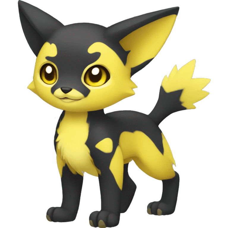 Cute cool black yellow animal hybrid Fakemon full body emoji