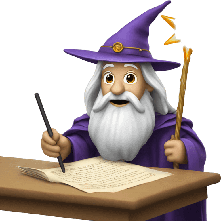 Wizard with a magic wand editing a document  emoji