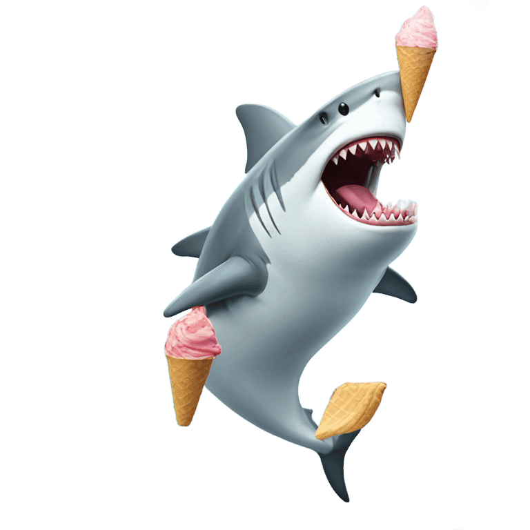 Shark eating ice cream and dabbing emoji