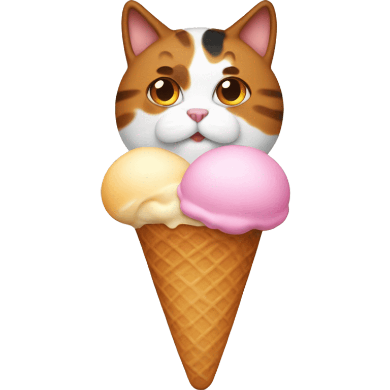 Icecream with fat calico cat emoji