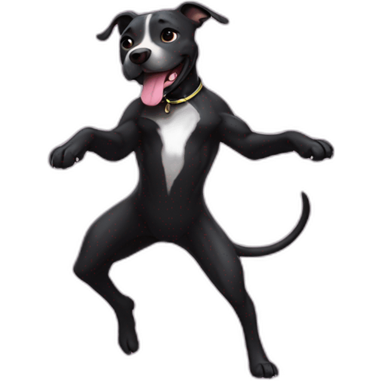 Black dog female pit bull is dancing with magic emoji