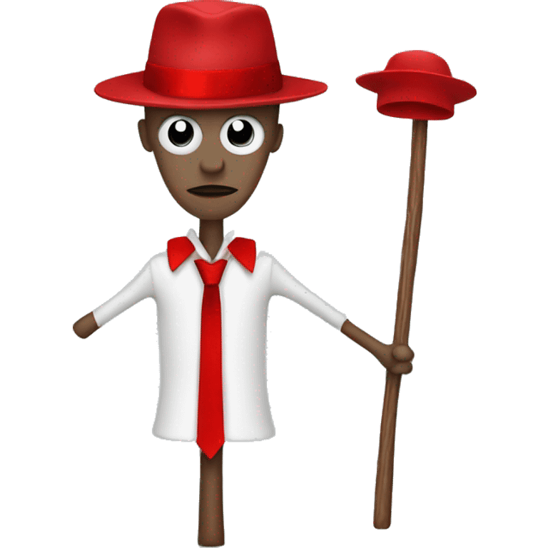 stick man with red tie and hat with red detail   emoji