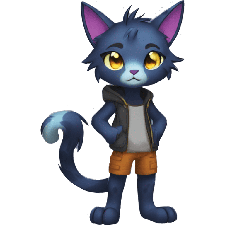 Anthro Dark Colorful shiny Edgy Cool Shy Grumpy FurSona Feline Fakemon Full Body emoji