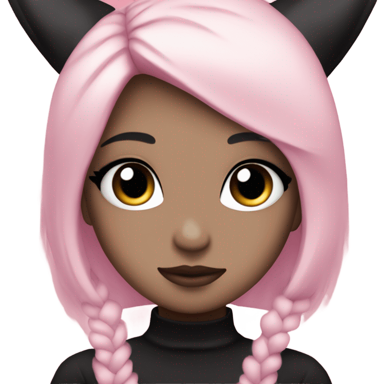 Kuromi girl with pink and blonde hair dark makeup emo emoji