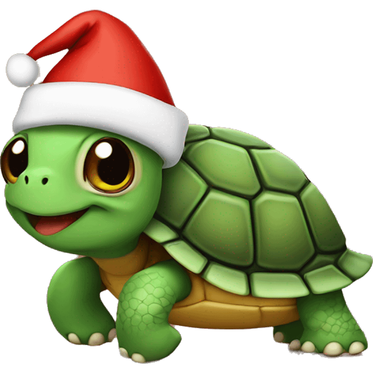 Turtle with a Christmas hat emoji