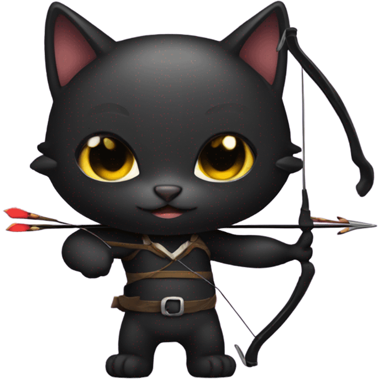 Black cat archer wielding a bow and arrow  emoji