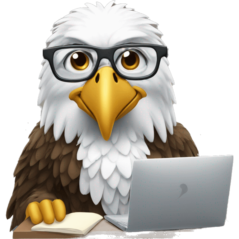 eagle with glasses working on computer emoji