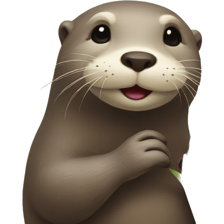 Otter with flower emoji