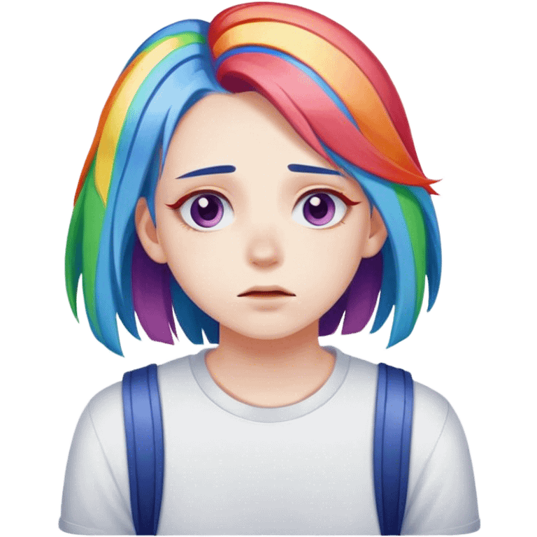 tired student with rainbow hair emoji