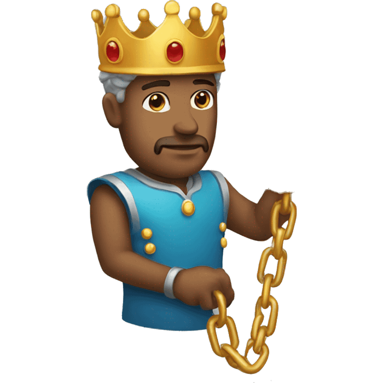 Man with crown holding chains emoji