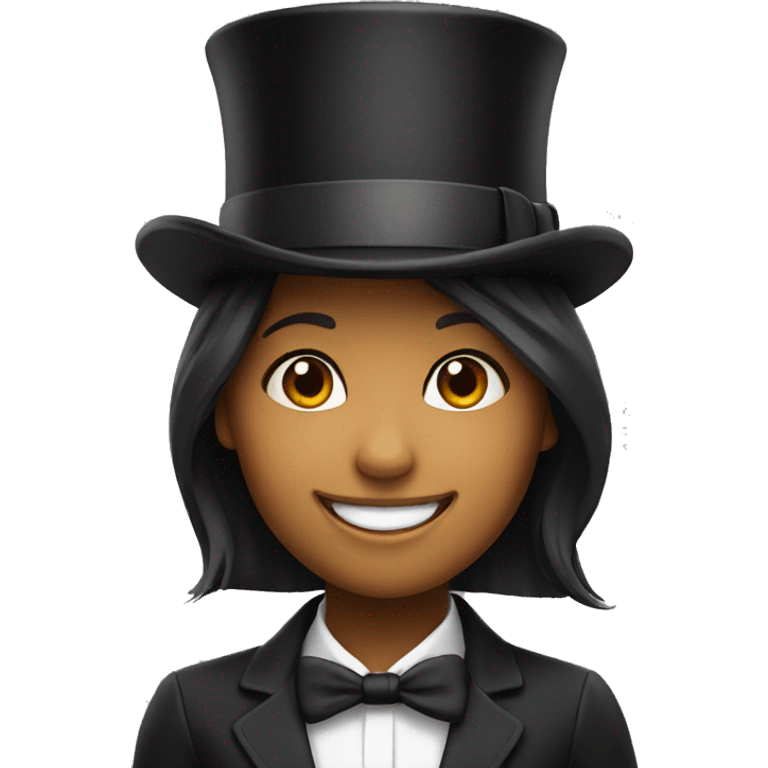 smiling girl in top hat emoji