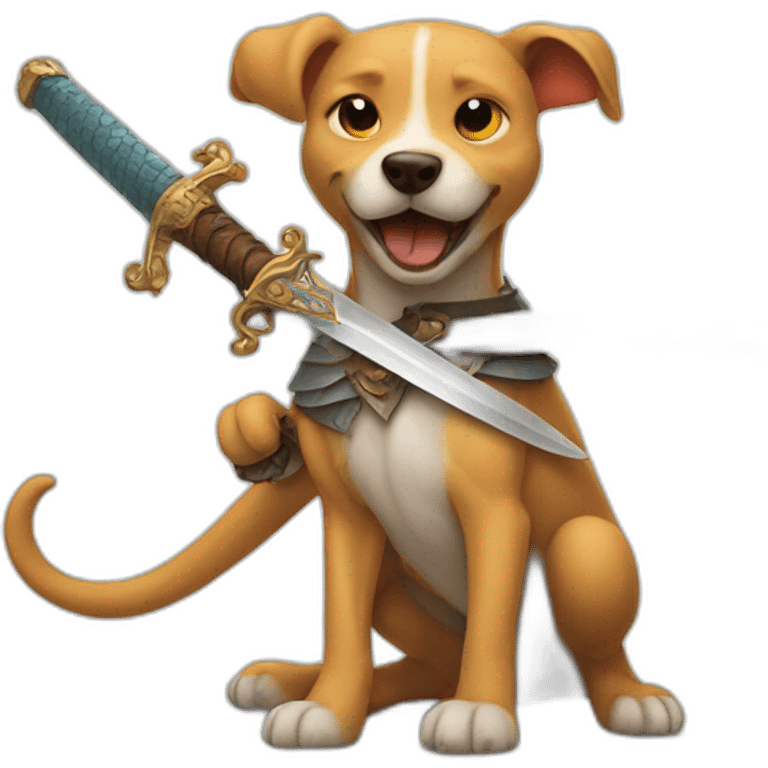 dog with sword, stabbing a dragon emoji