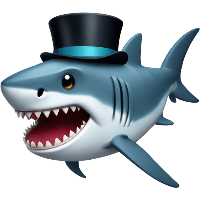 Shark with a top hat emoji