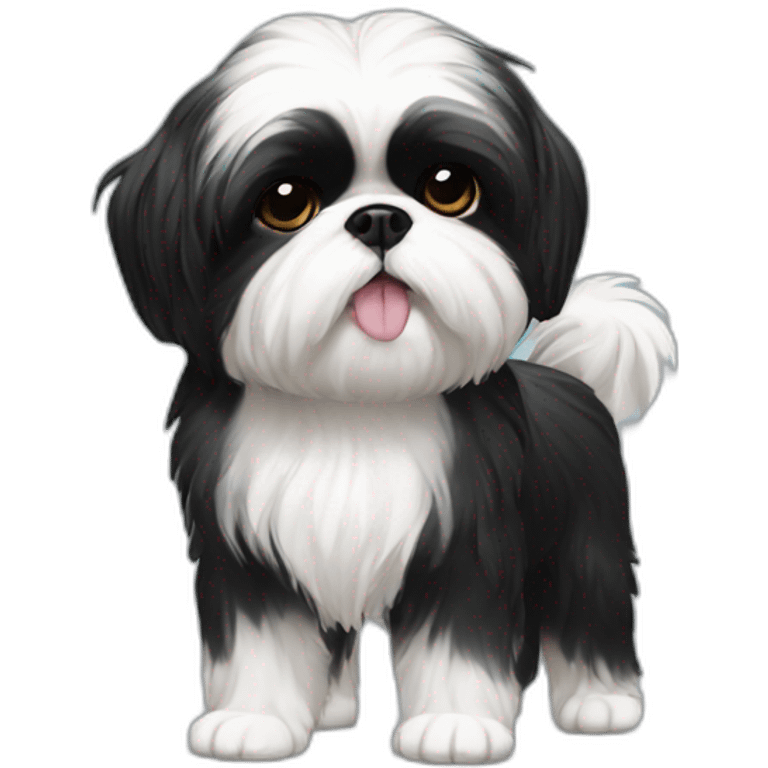 black Shih-Tzu white chest and feet emoji