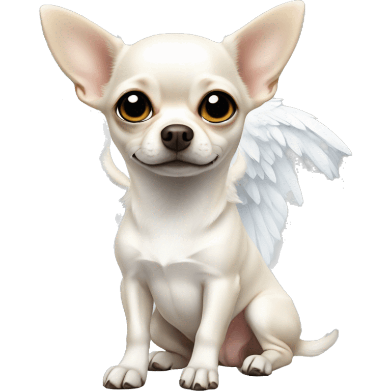 White Chihuahua with angel wings emoji