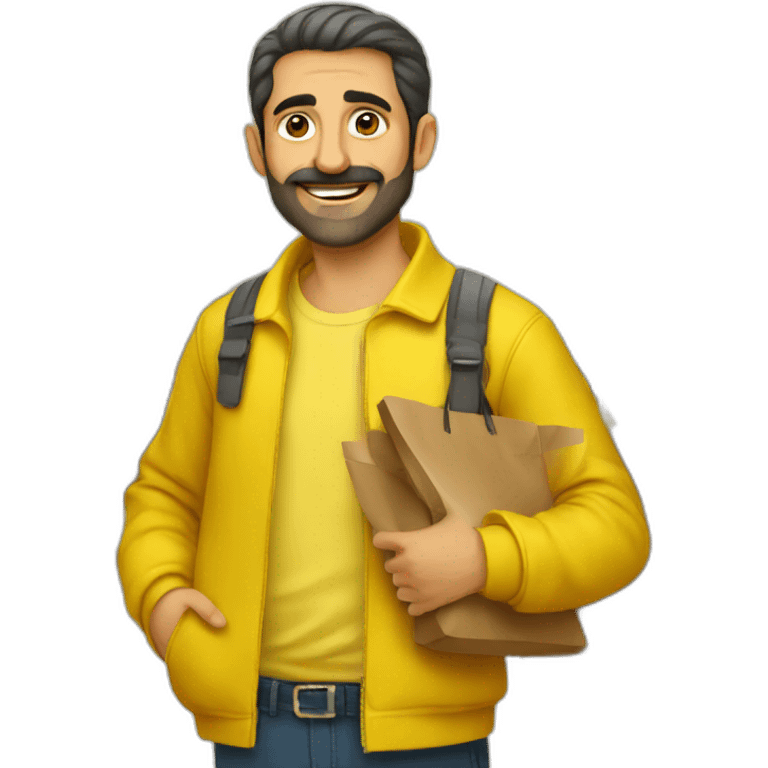 Armenian men doing shopping  in yellow clothes  emoji