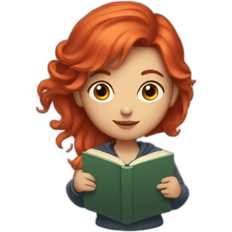 Girl with red hair and a book emoji