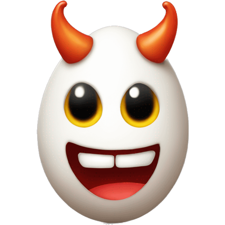 An egg with devil horns emoji