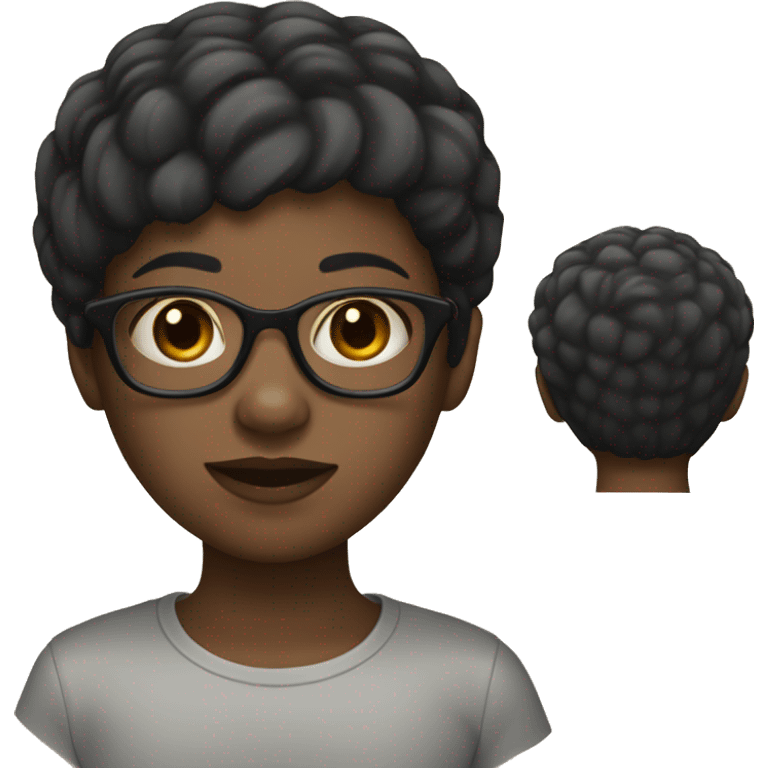 A black girl who wears glasses with a bowl haircut haïr black emoji