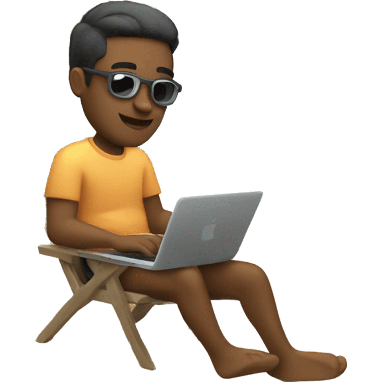 developer working on a macbook on vacation emoji