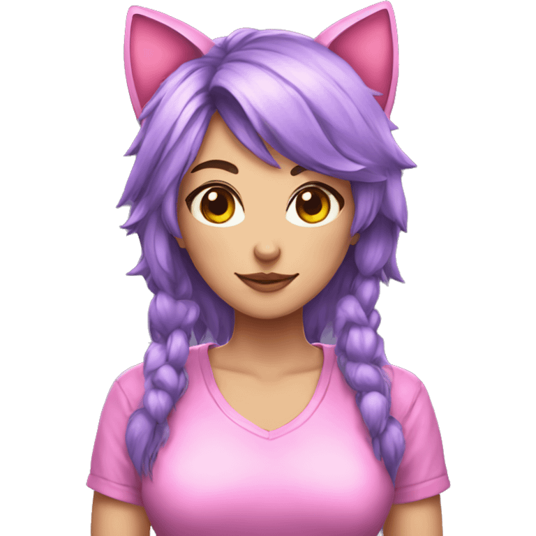 a gamer girl with cat ears loving emoji