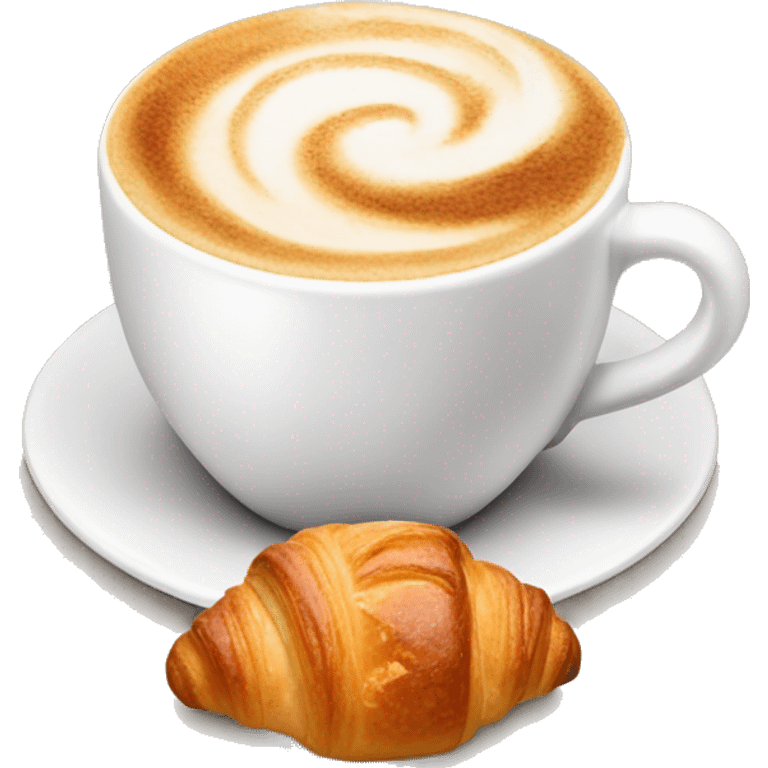 Cup of cappuccino with croissant emoji