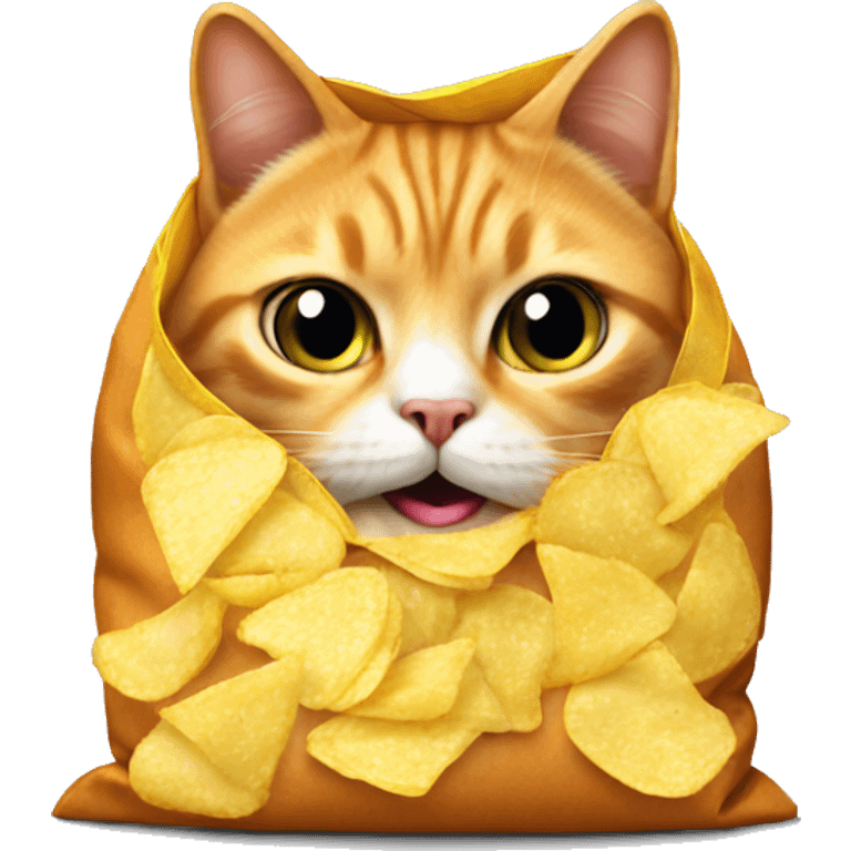 cat dressed as a bag of chips emoji