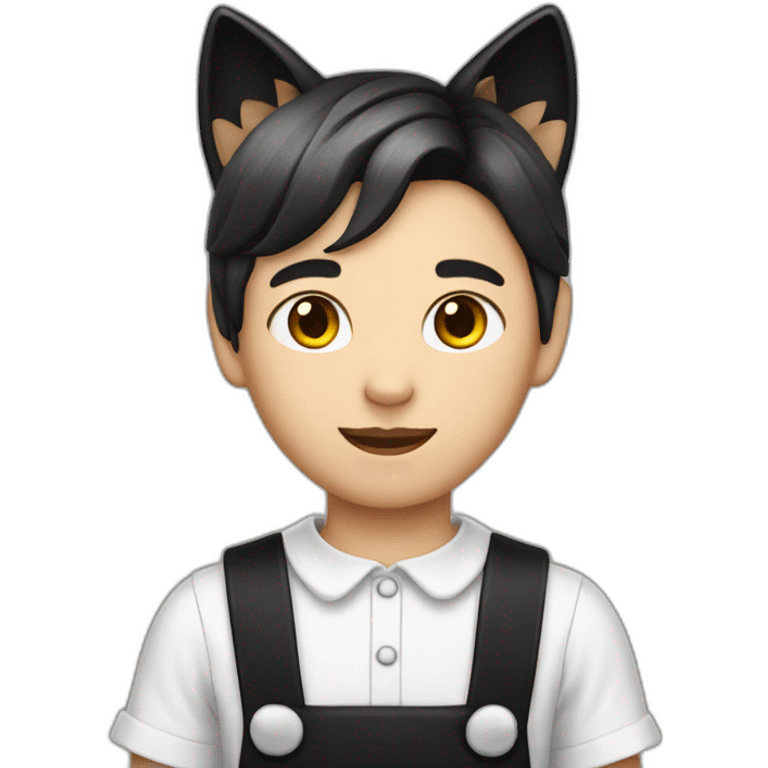 Boy with a french maid outfit and cat ears on his head emoji