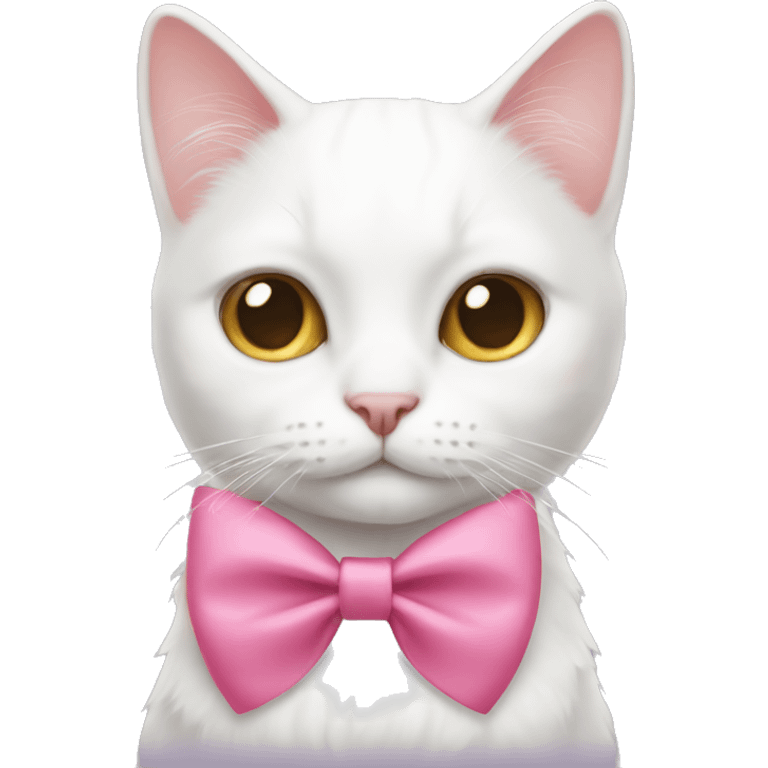 White cat with pink hair bow emoji