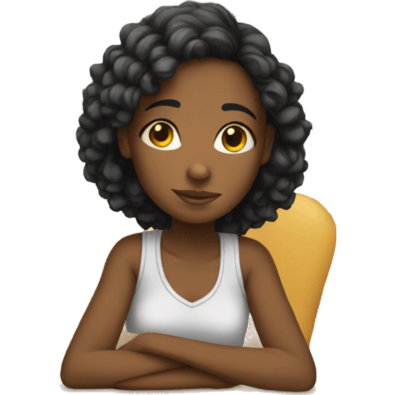 Black teen girl sitting alone  emoji